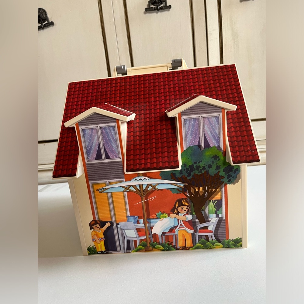 Vintage Playmobil Take Along Modern Doll House Geobra  w/Handle Play Case Toy